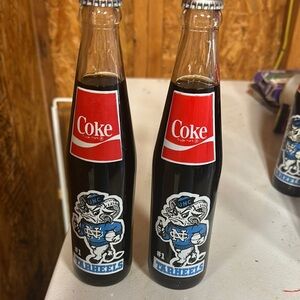 Coke UNC Tar Heels Collectible Bottles - Red and Black